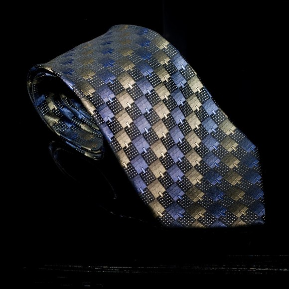 Jhane Barnes Blue Olive Geometric 100% Silk Men's Designer Tie Japan XL - Picture 2 of 5